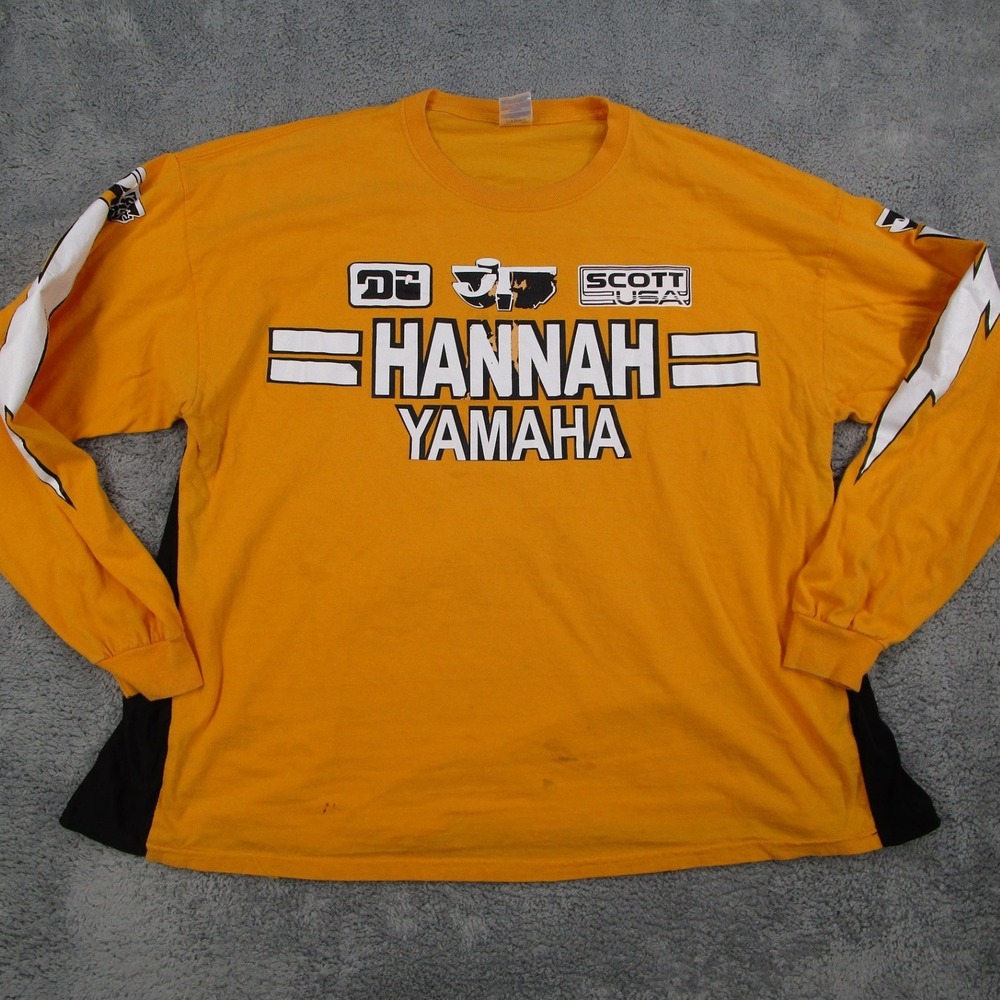 Gildan Hannah Yamaha Motocross Long Sleeve Shirt Yellow Men 2XL Tommy G 7 Racing